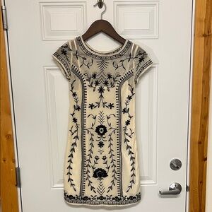 Abercrombie Cream and Black Embroidered Dress